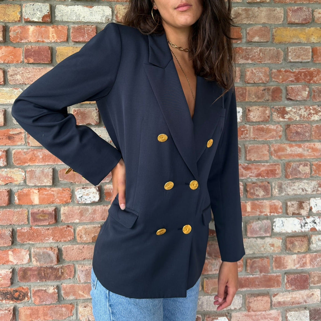 1980s Yves Saint Laurent Navy Blazer