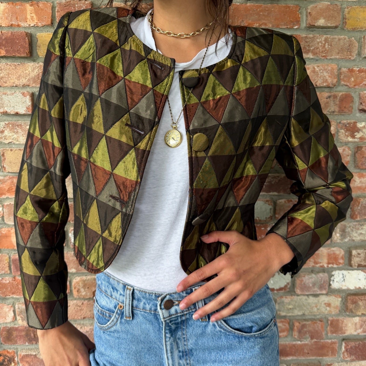 1980s - 90s Valentino Geometric Metallic Jacket