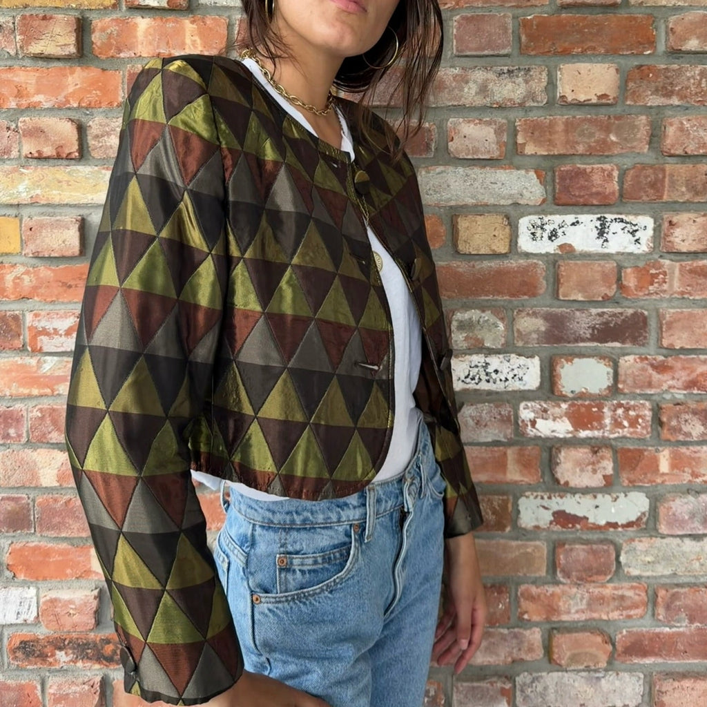 1980s - 90s Valentino Geometric Metallic Jacket