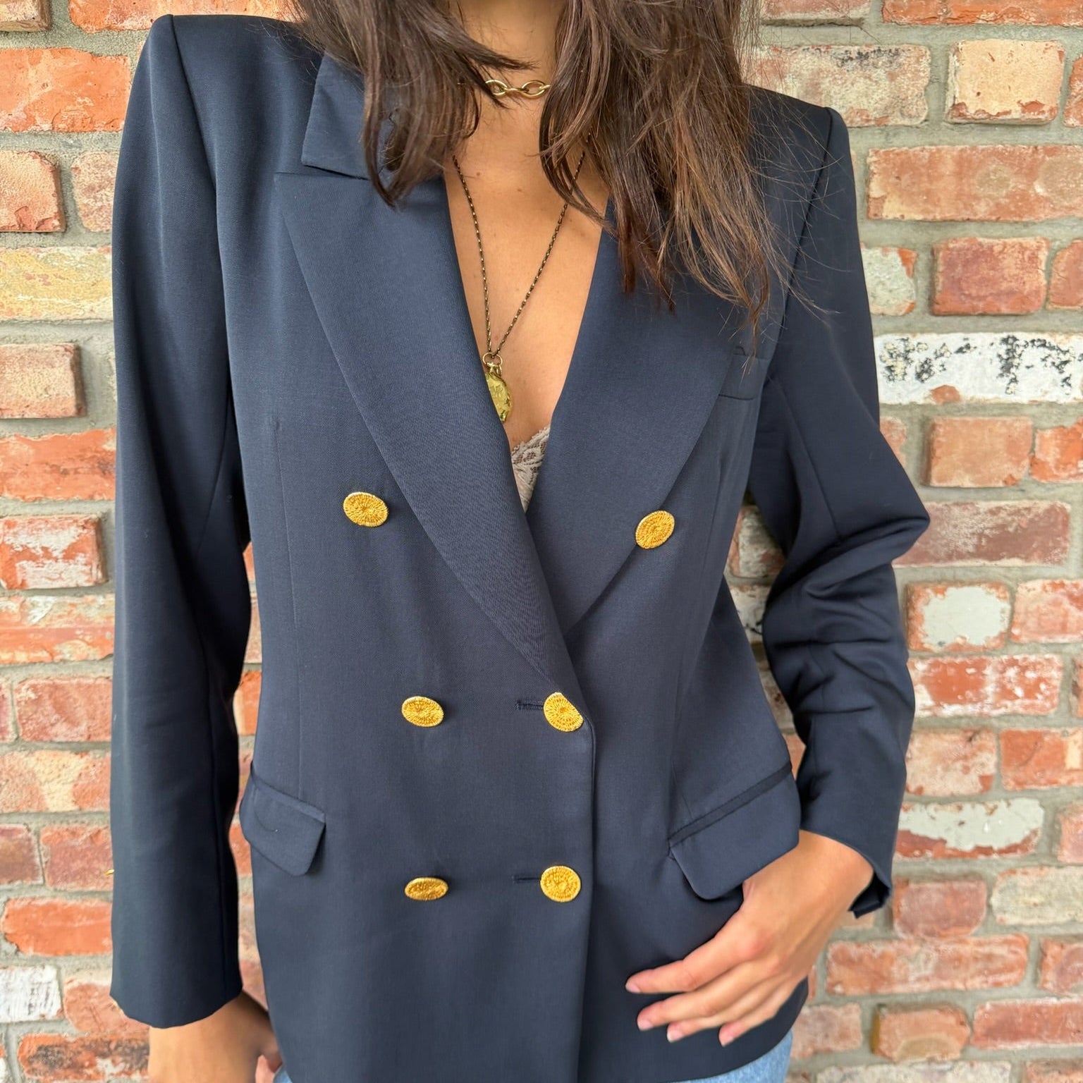 1980s Yves Saint Laurent Navy Blazer