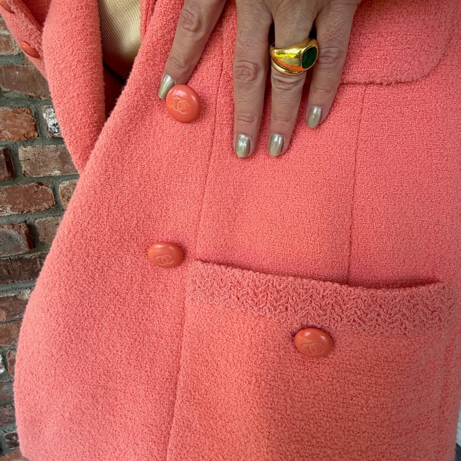 1990s Chanel Salmon Bouclé Blazer