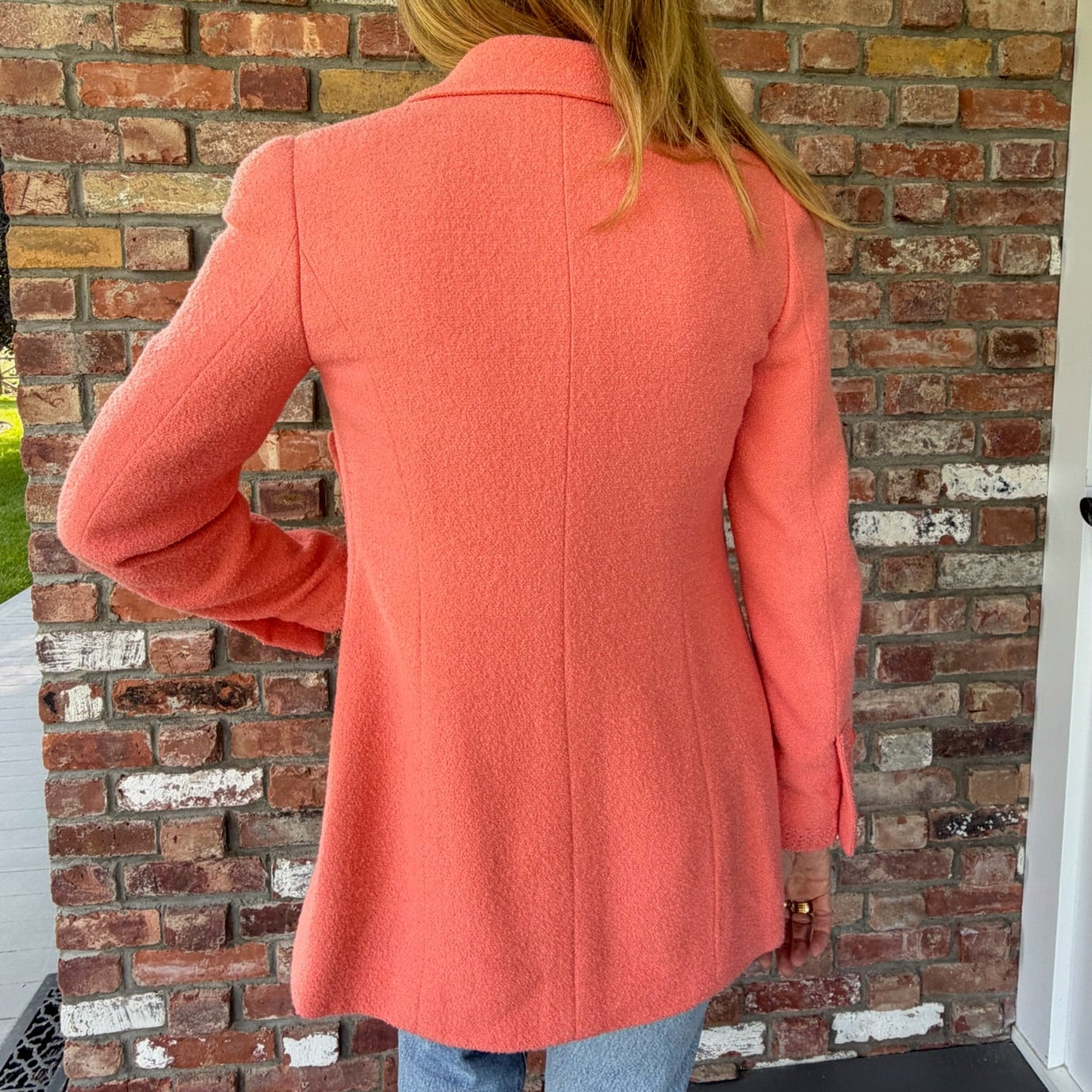 1990s Chanel Salmon Bouclé Blazer