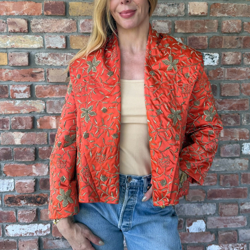 Early 2000s Celine Orange Embroidered Jacket