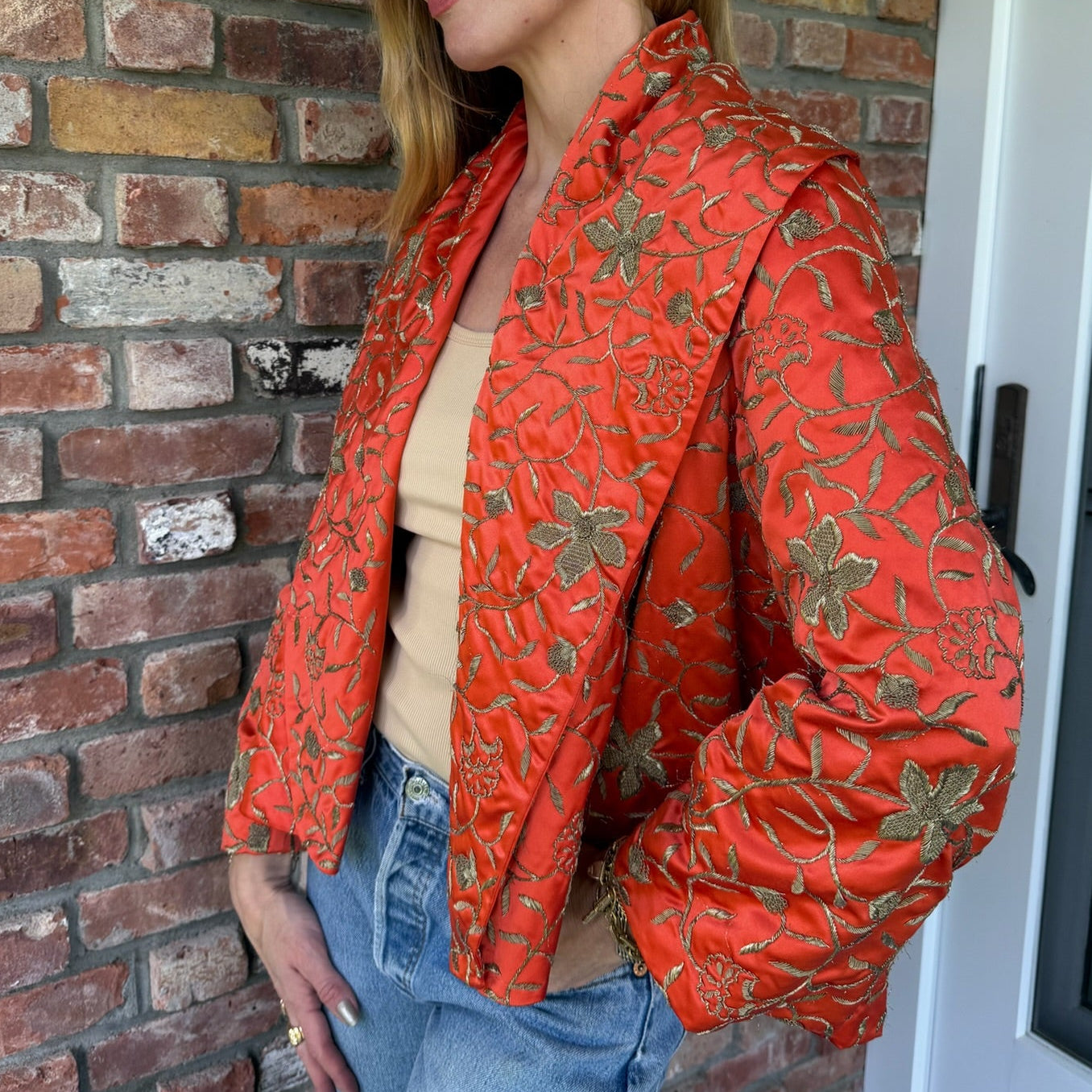 Early 2000s Celine Orange Embroidered Jacket
