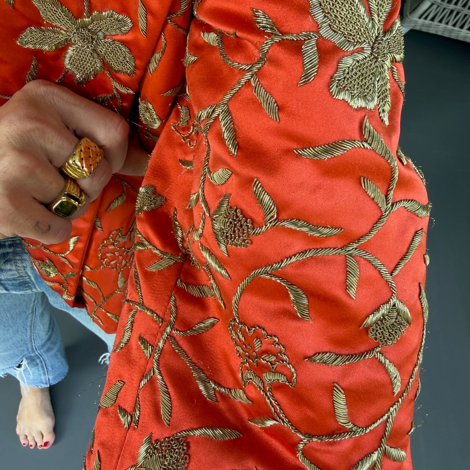 Early 2000s Celine Orange Embroidered Jacket