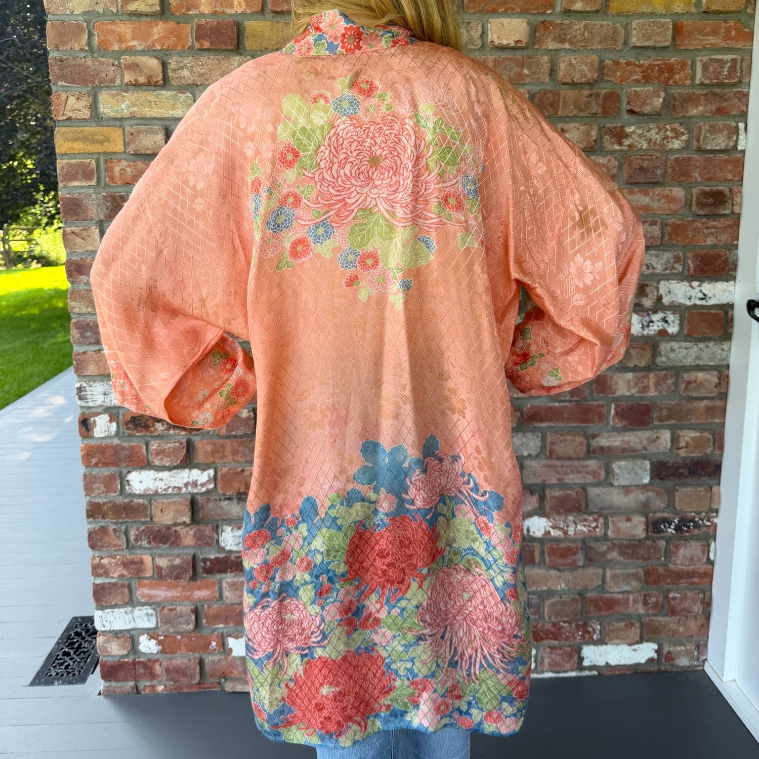 Upcycled Peach Silk Duster