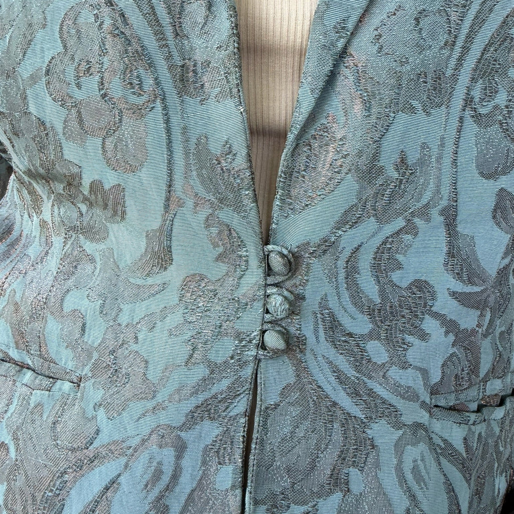 1980s Teal and Bronze Brocade Jacket