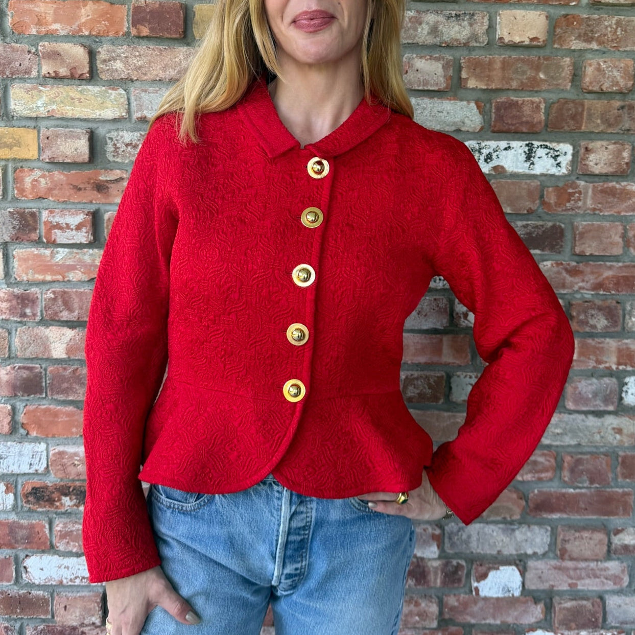 1980s Red Brocade Jacket