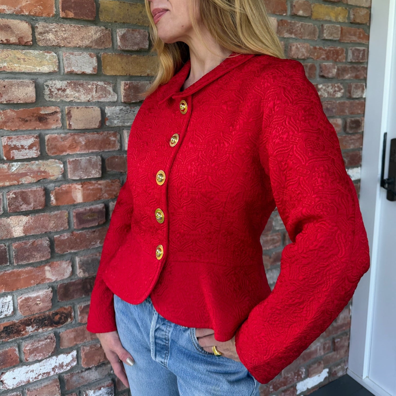 1980s Red Brocade Jacket