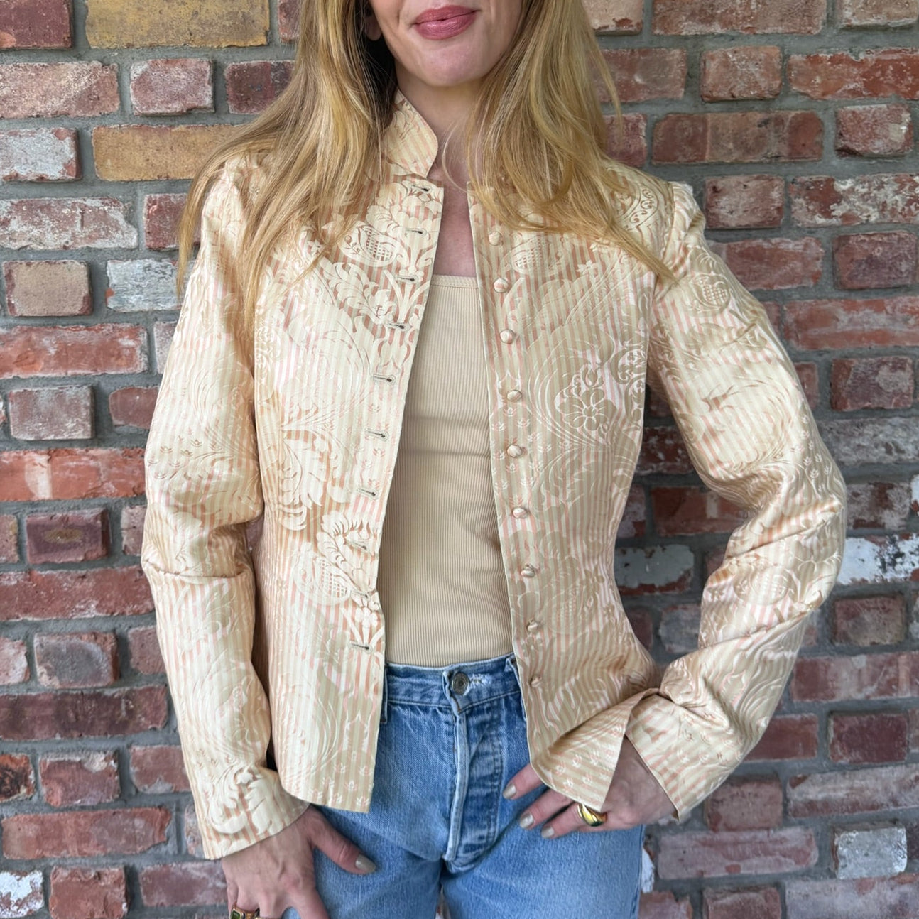 Late 1980s - Early 1990s Striped Jacquard Silk Jacket