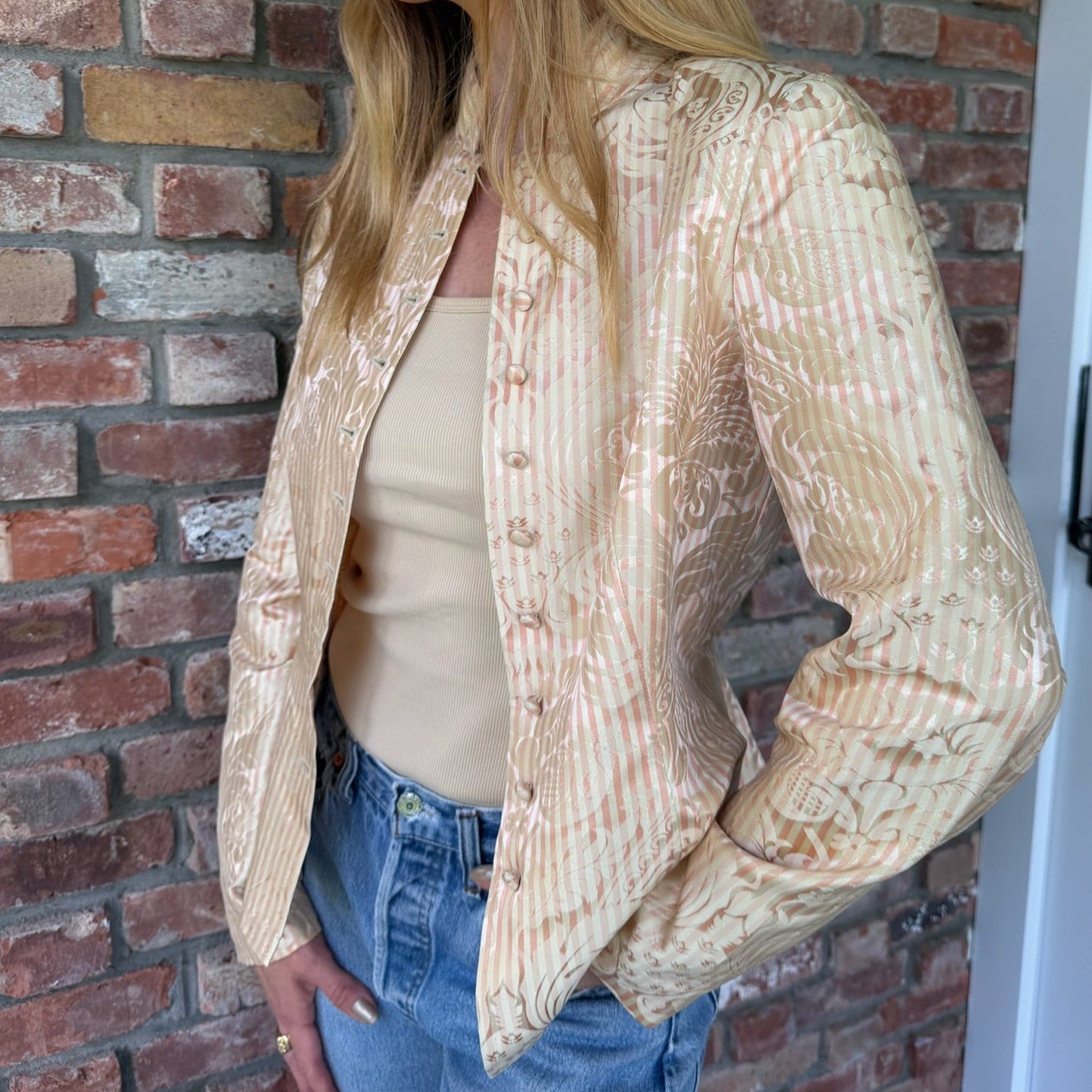 Late 1980s - Early 1990s Striped Jacquard Silk Jacket