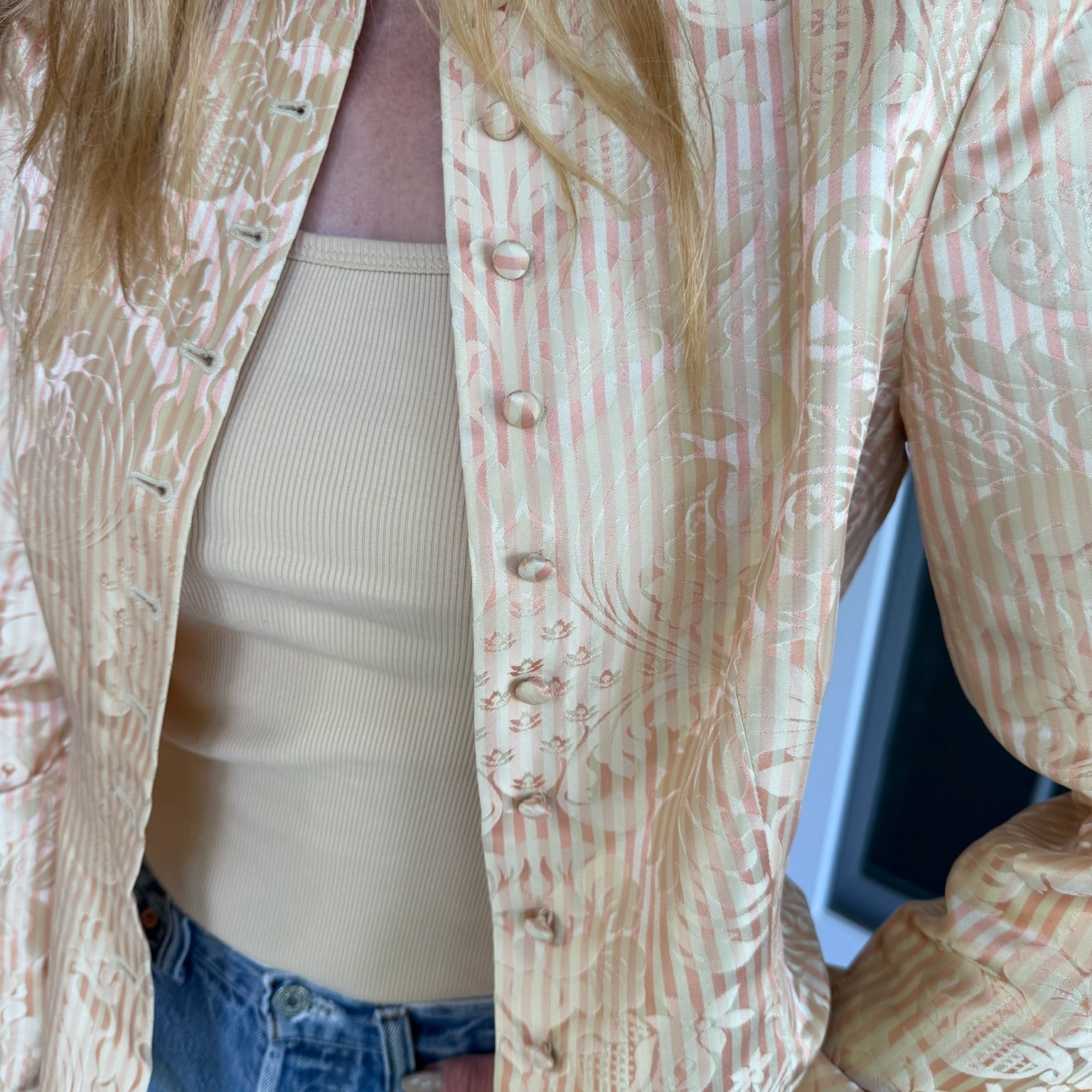 Late 1980s - Early 1990s Striped Jacquard Silk Jacket