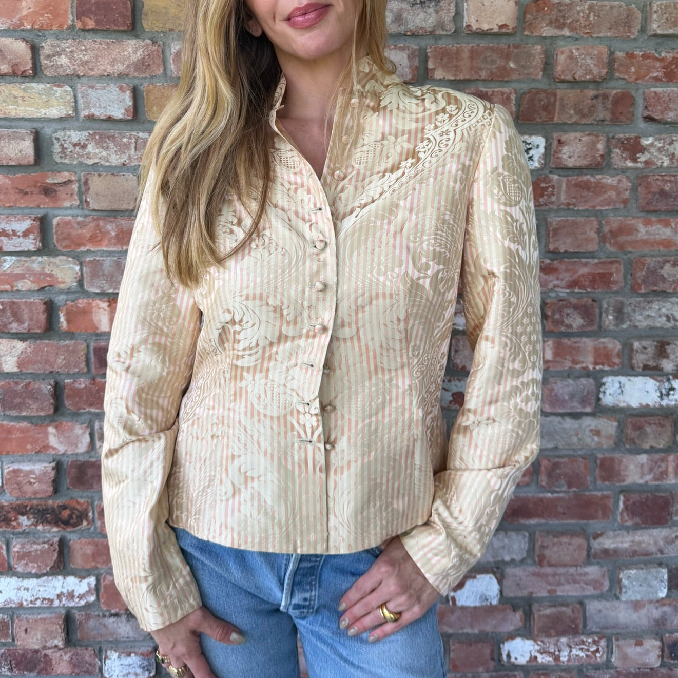 Late 1980s - Early 1990s Striped Jacquard Silk Jacket