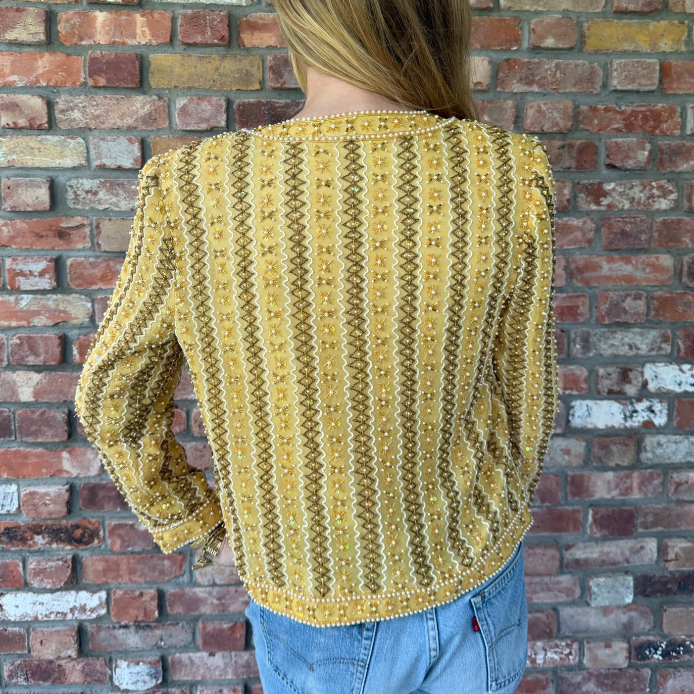 Late 1980s - Early 1990s Yellow Beaded Evening Jacket