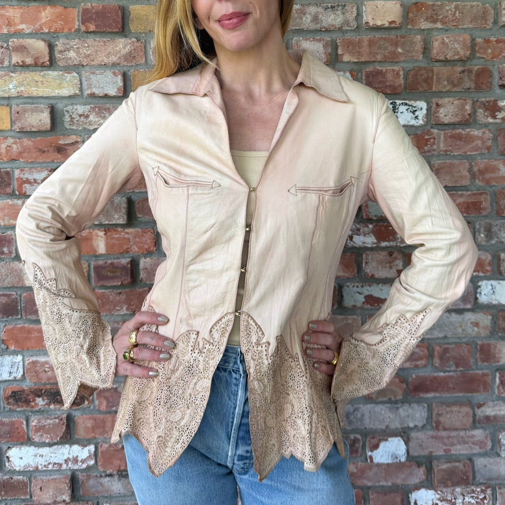 Late 1990s - Early 2000s Roberto Cavalli Blush Leather Jacket