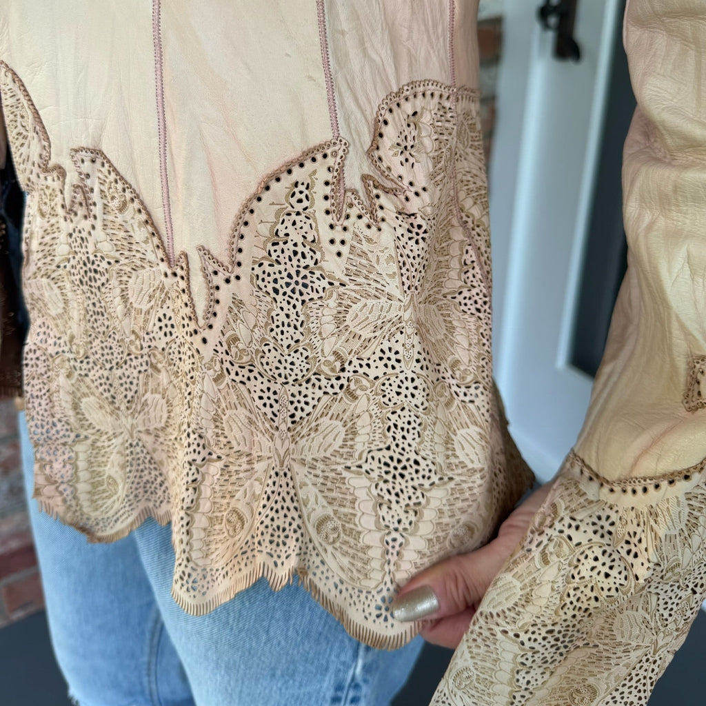 Late 1990s - Early 2000s Roberto Cavalli Blush Leather Jacket