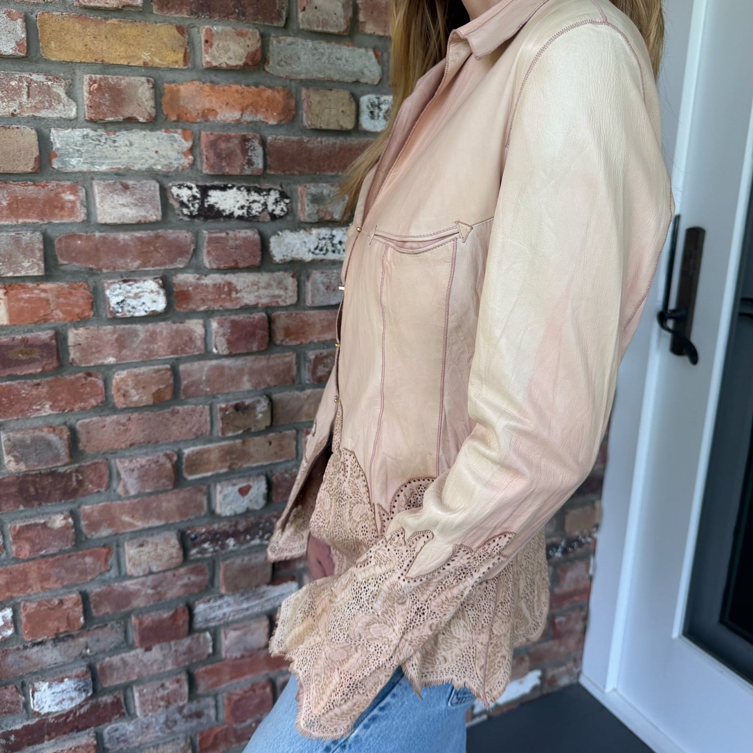Late 1990s - Early 2000s Roberto Cavalli Blush Leather Jacket