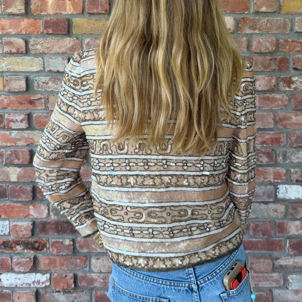 Late 1970s - Early 1980s Peach Beaded Evening Jacket