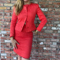 Late 1980s - Early 1990s Christian Dior Coral Skirt Suit