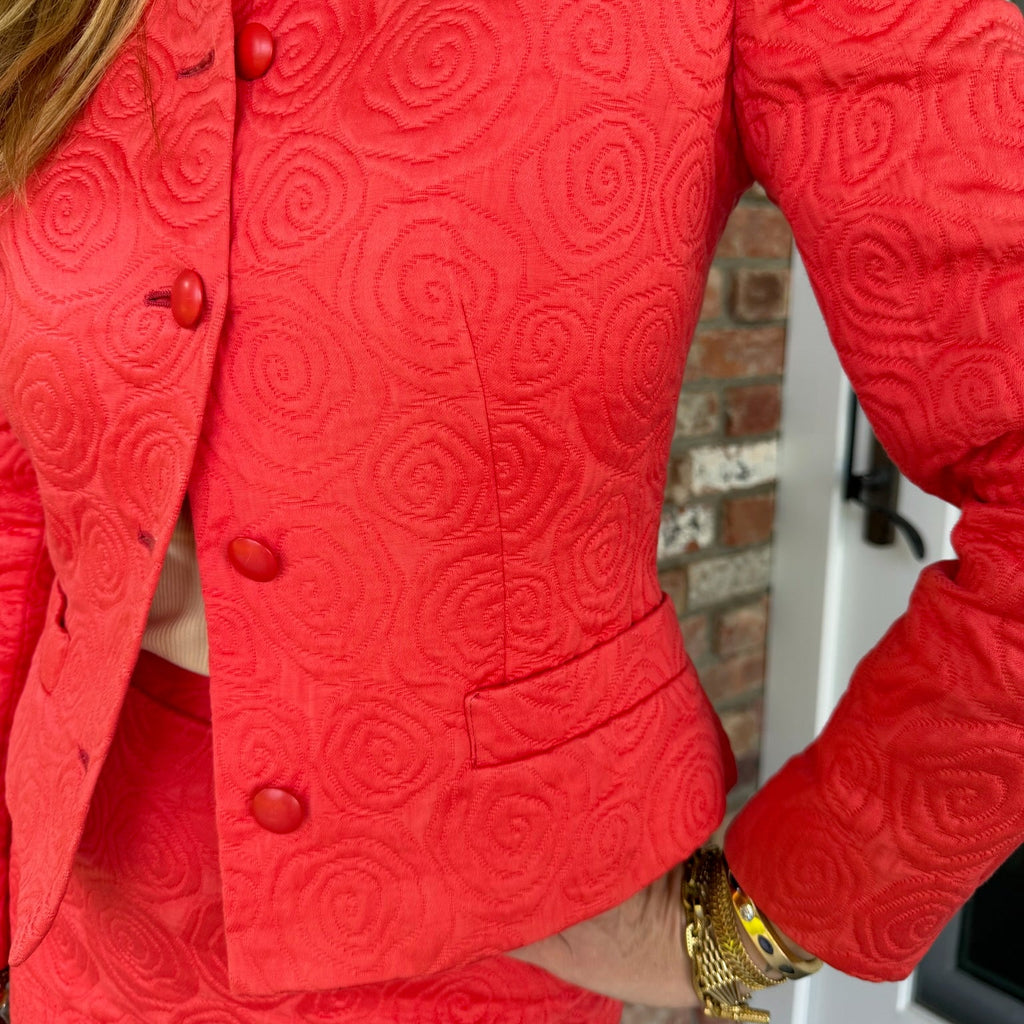 Late 1980s - Early 1990s Christian Dior Coral Skirt Suit