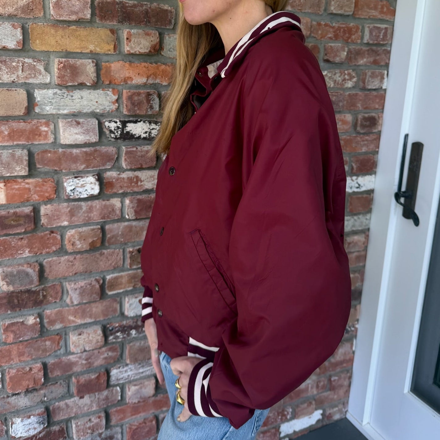 1980s Burgundy Varsity Bomber Jacket
