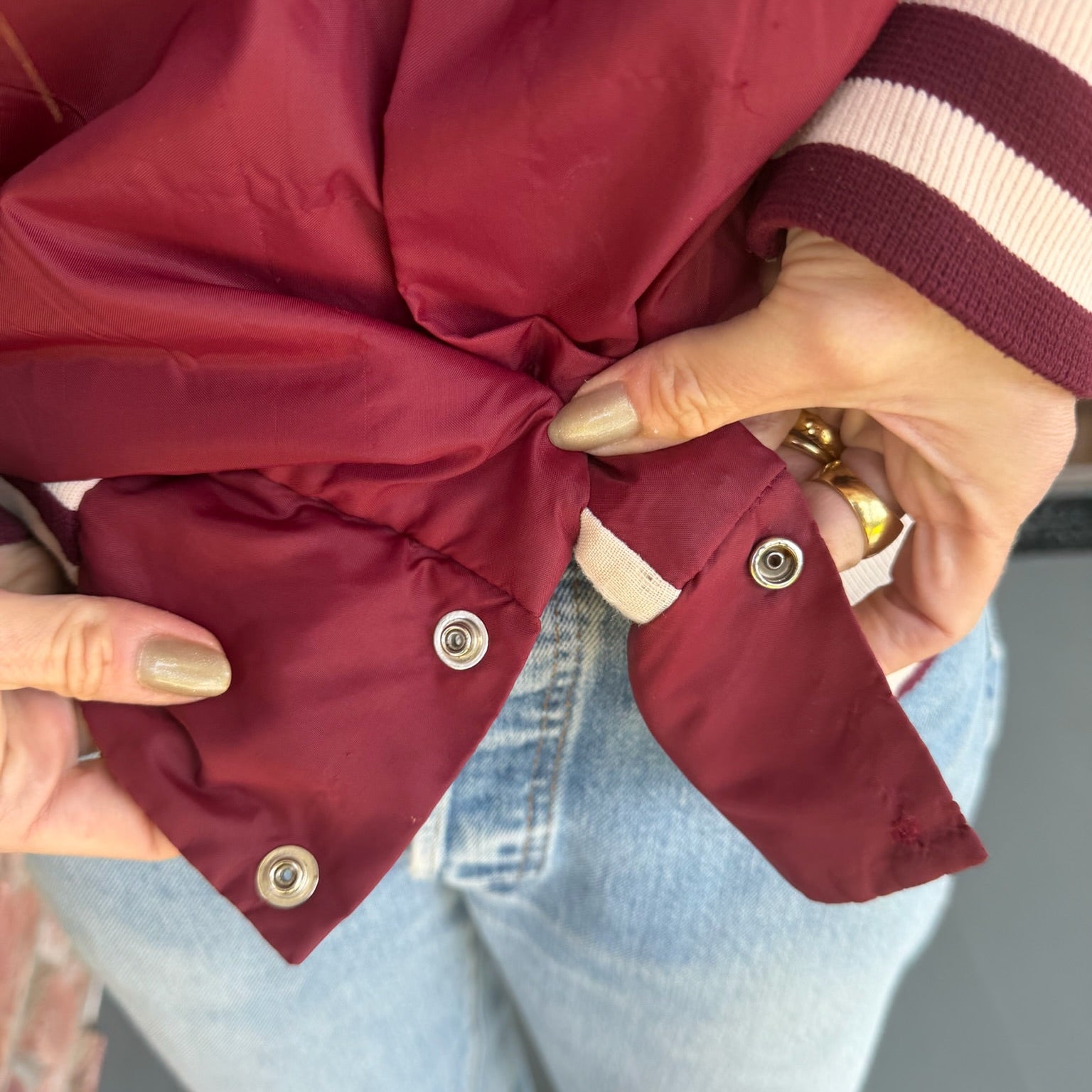 1980s Burgundy Varsity Bomber Jacket