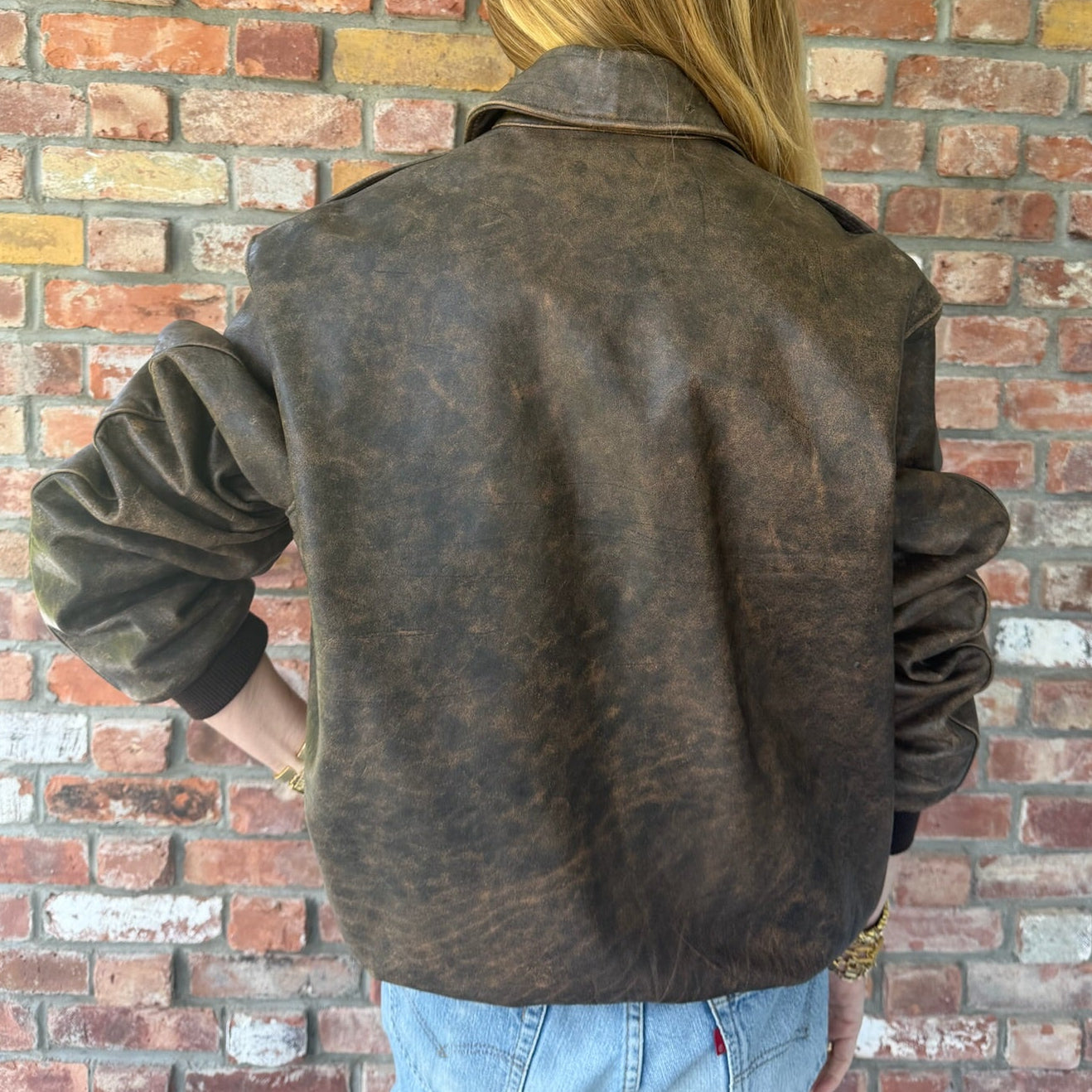Late 1970s - Early 1980s Distressed Leather Bomber Jacket