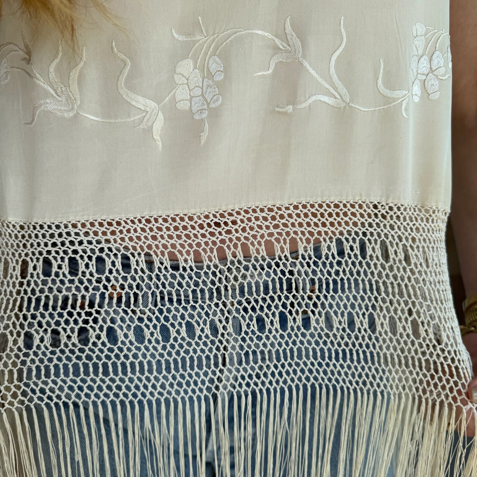 Tank Top Upcycled from Antique Piano Shawl