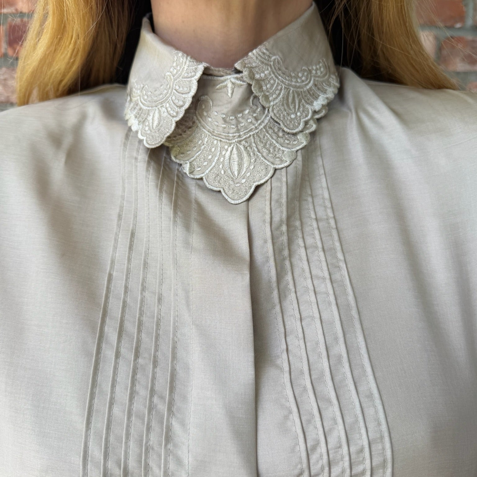Late 1970s - Early 1980s Champagne Silk Blouse