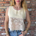 Upcycled Ivory Sheer Lace Tank Top by Casa Grace