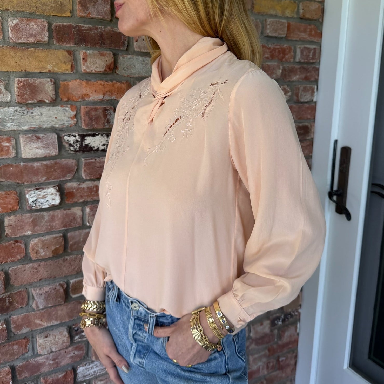 1940s Peach Silk Blouse