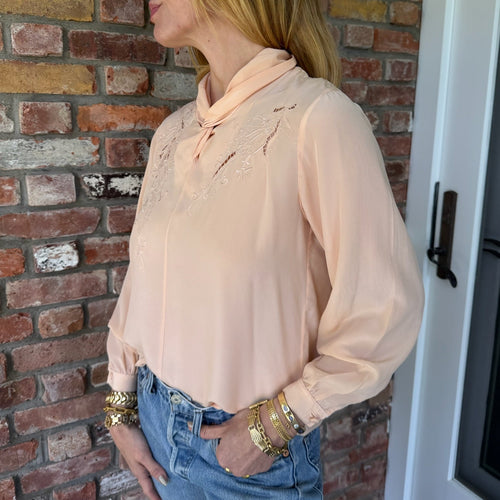 1940s Peach Silk Blouse