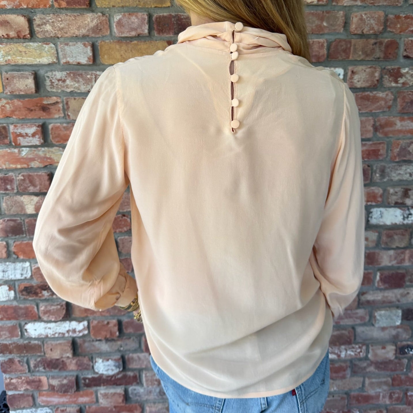 1940s Peach Silk Blouse
