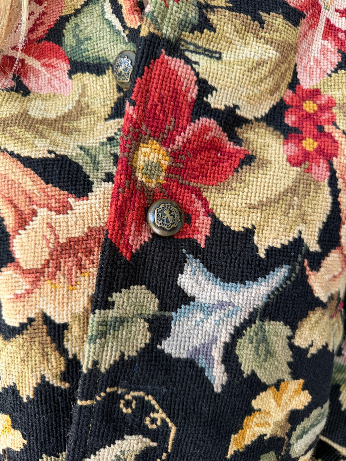 Upcycled French Needlepoint Jacket by Casa Grace