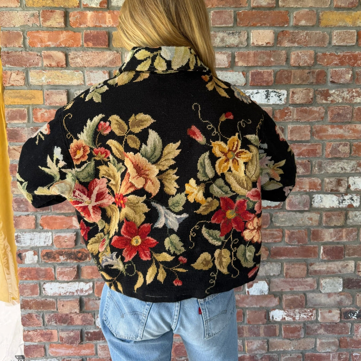 Upcycled French Needlepoint Jacket by Casa Grace