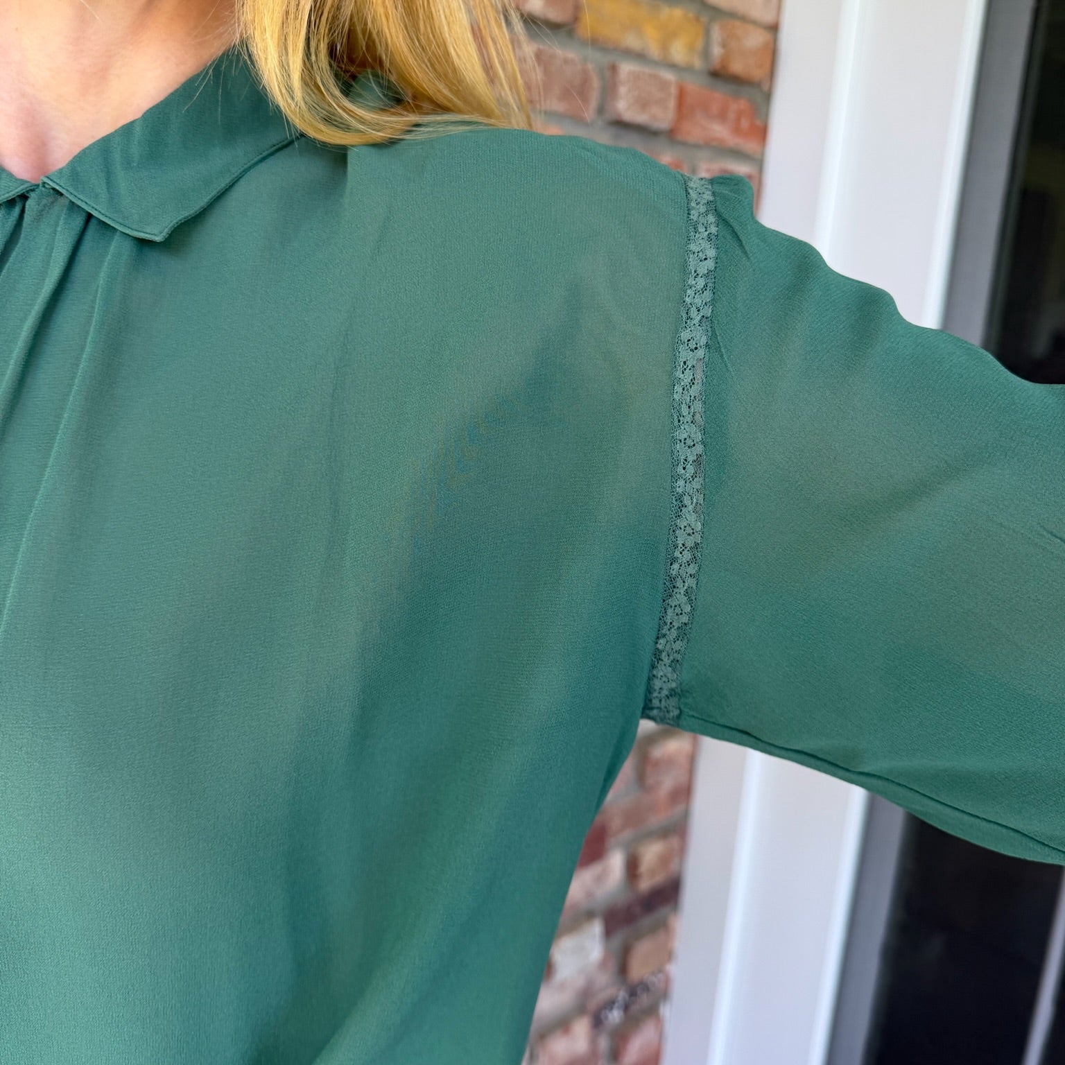 Late 1970s - Early 1980s Chloé Sheer Jade Blouse