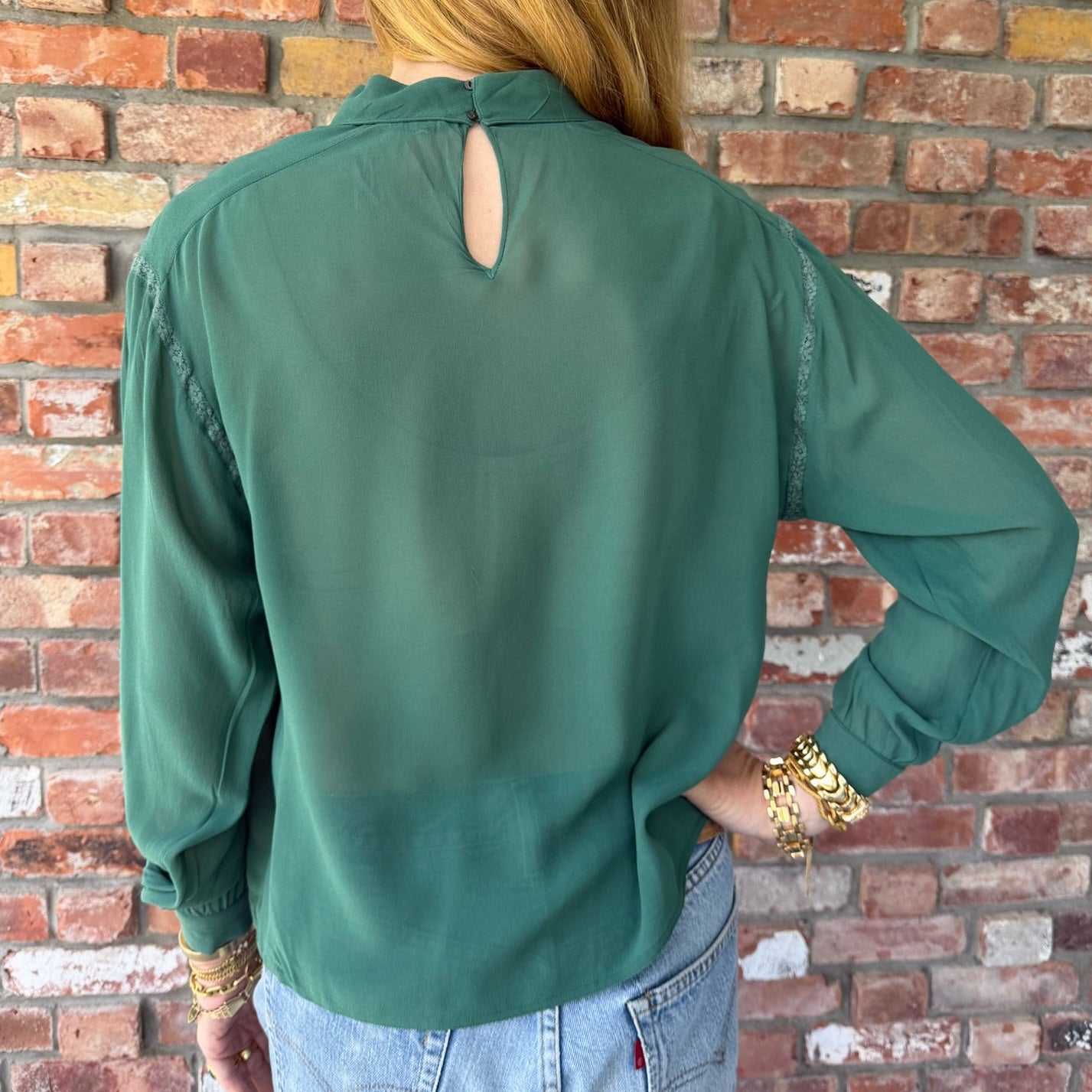 Late 1970s - Early 1980s Chloé Sheer Jade Blouse