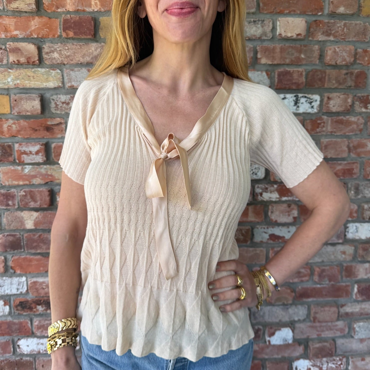 2000s Christian Dior Ivory Knit Top