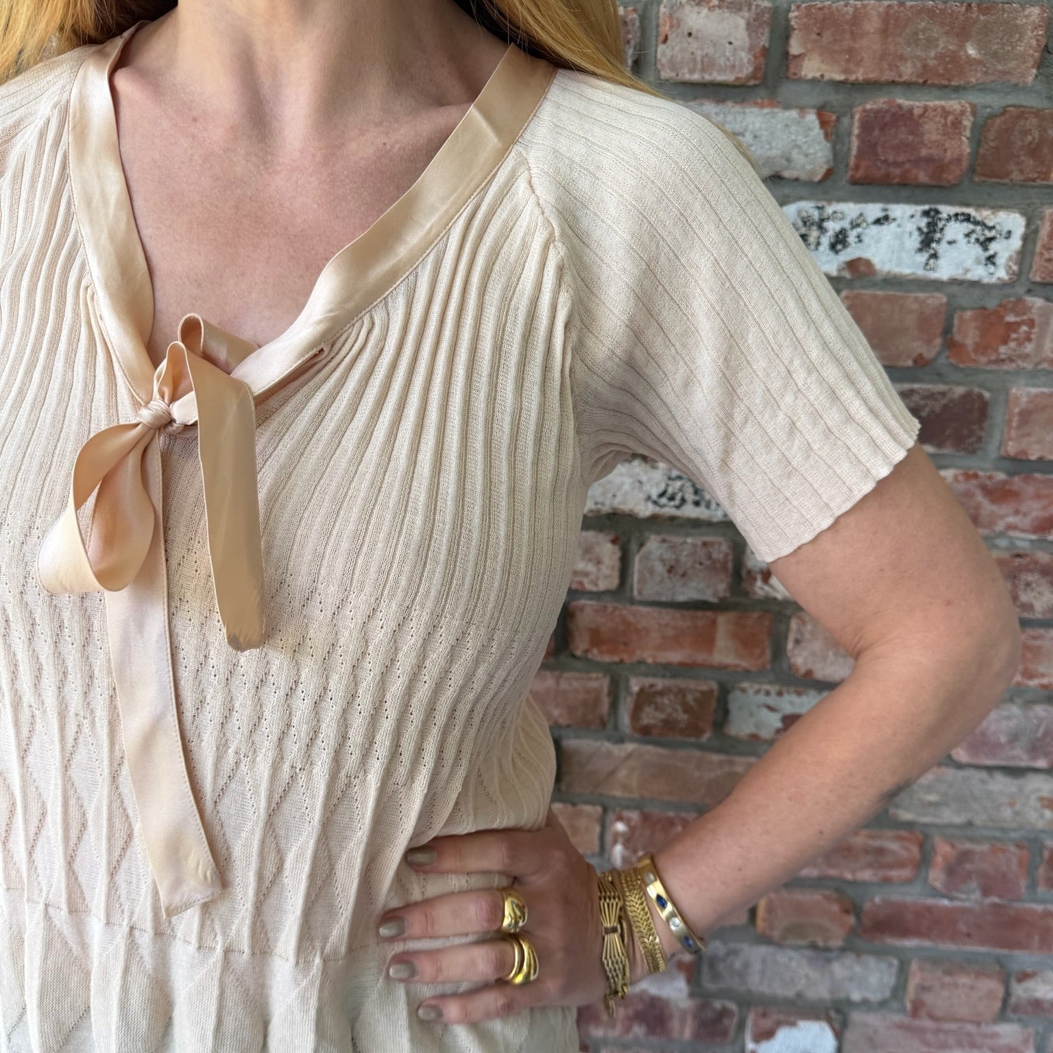 2000s Christian Dior Ivory Knit Top