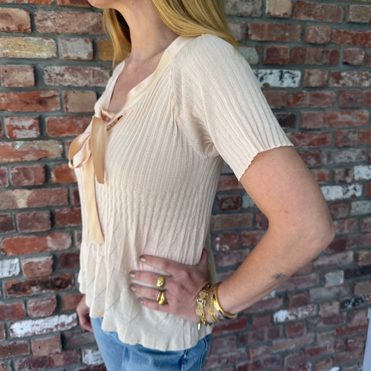 2000s Christian Dior Ivory Knit Top