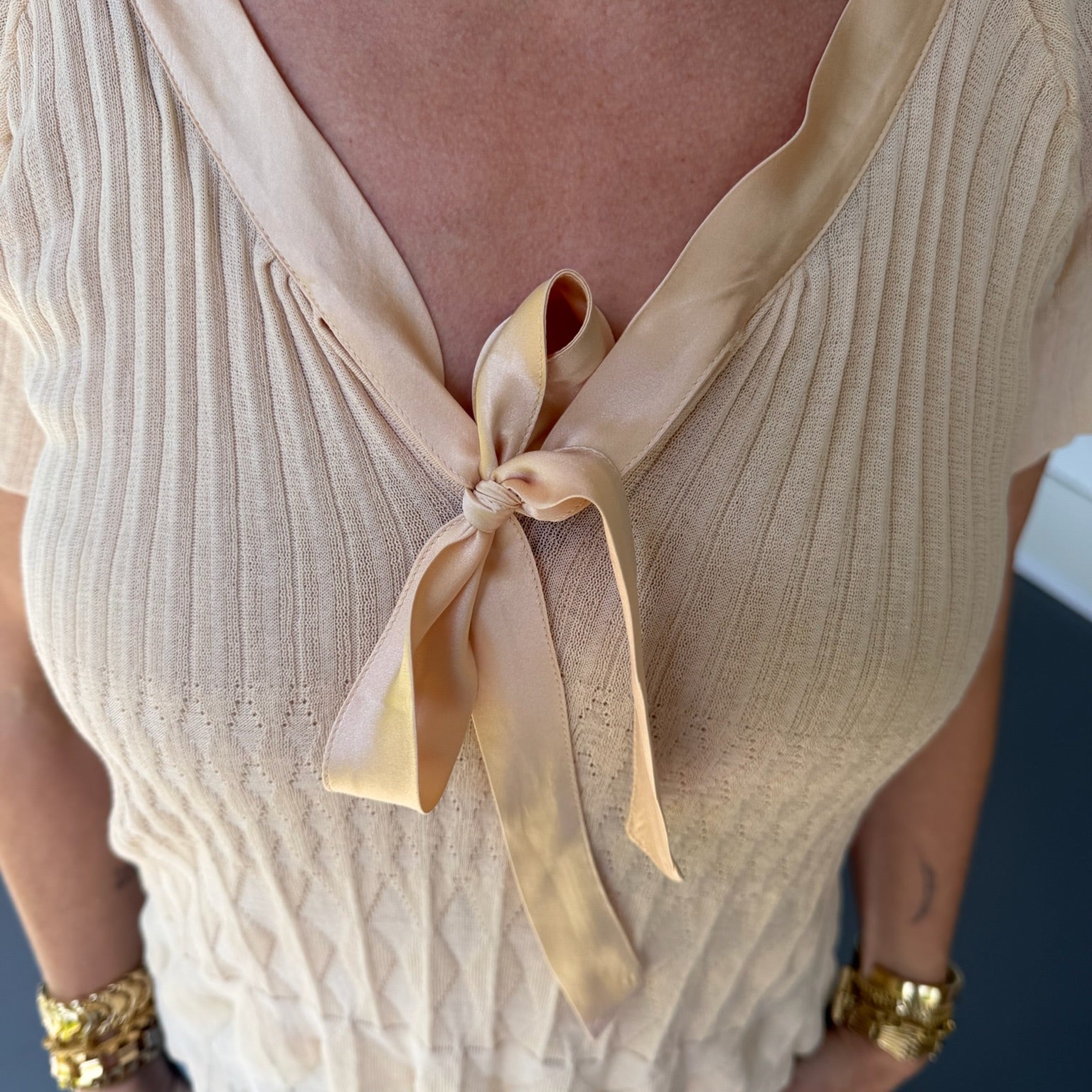 2000s Christian Dior Ivory Knit Top