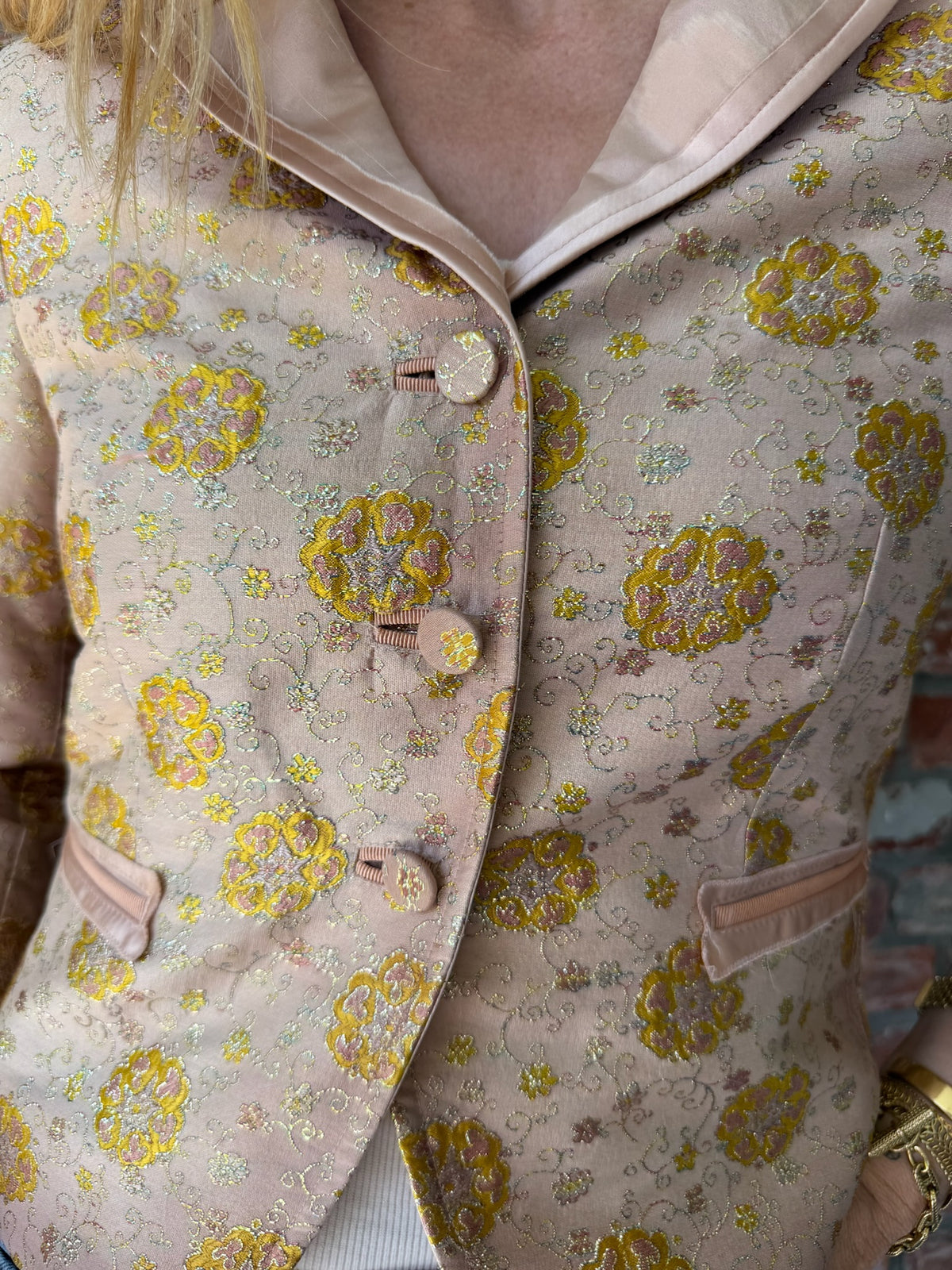 1990s Prada Metallic Floral Brocade Blazer Jacket