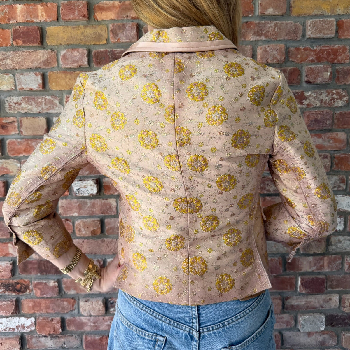 1990s Prada Metallic Floral Brocade Blazer Jacket