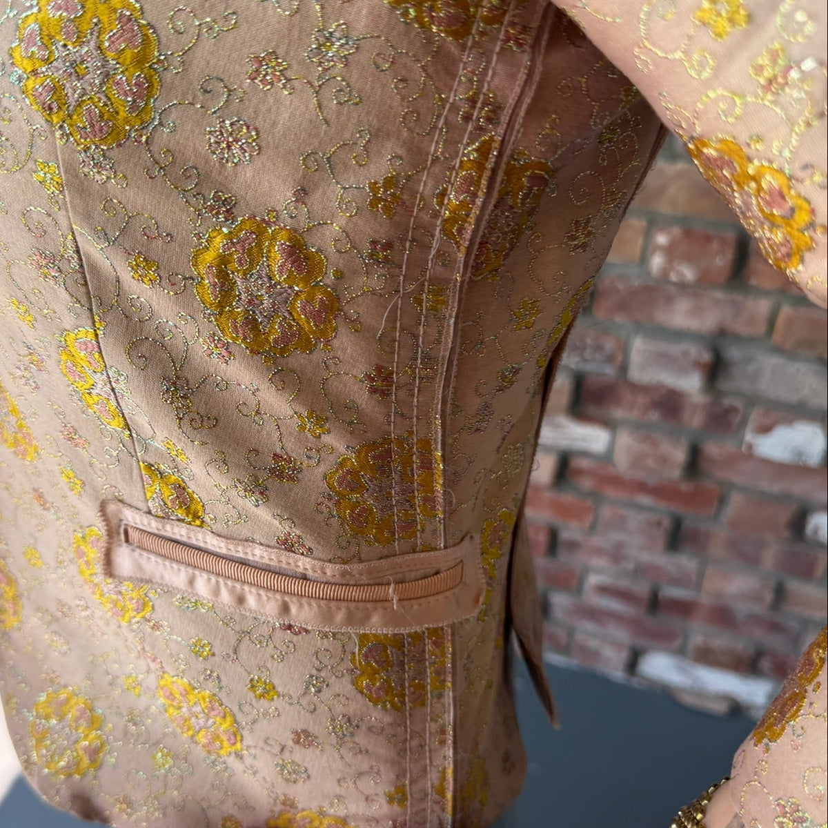 1990s Prada Metallic Floral Brocade Blazer Jacket