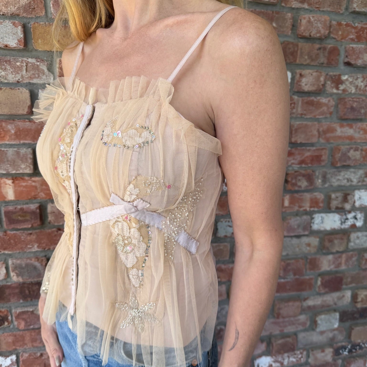 Early 2000s Embellished Blush Bustier