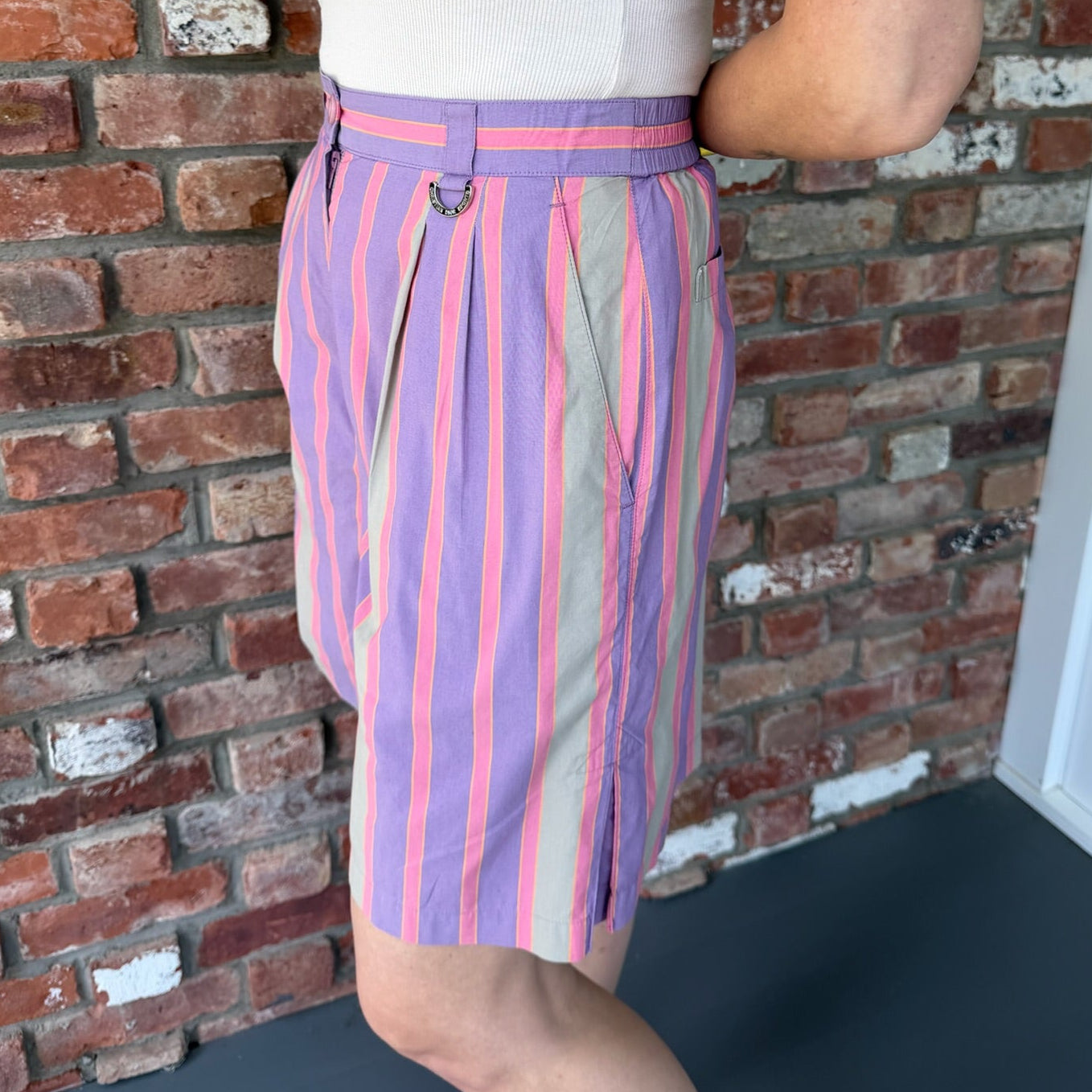 1990s Christian Dior Sport Striped Bermuda Short
