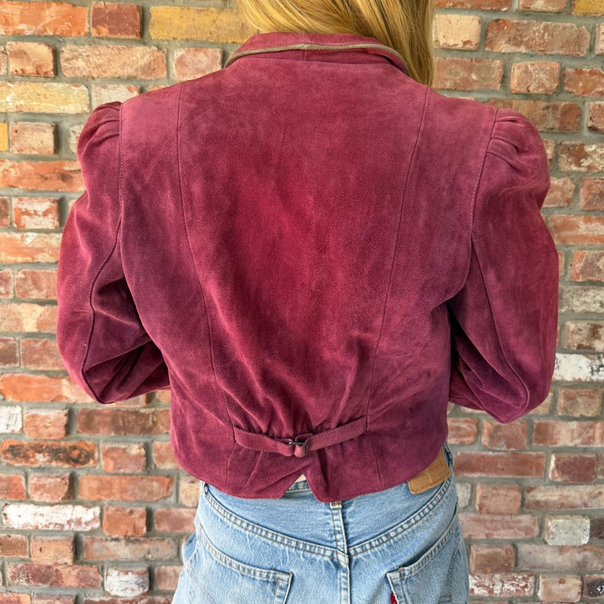 1980s Plum Purple Suede Cropped Blazer