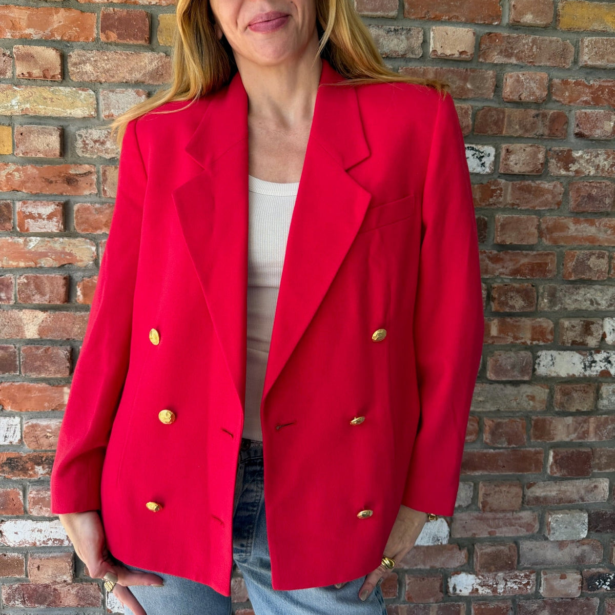 1980s Red Double-Breasted Blazer