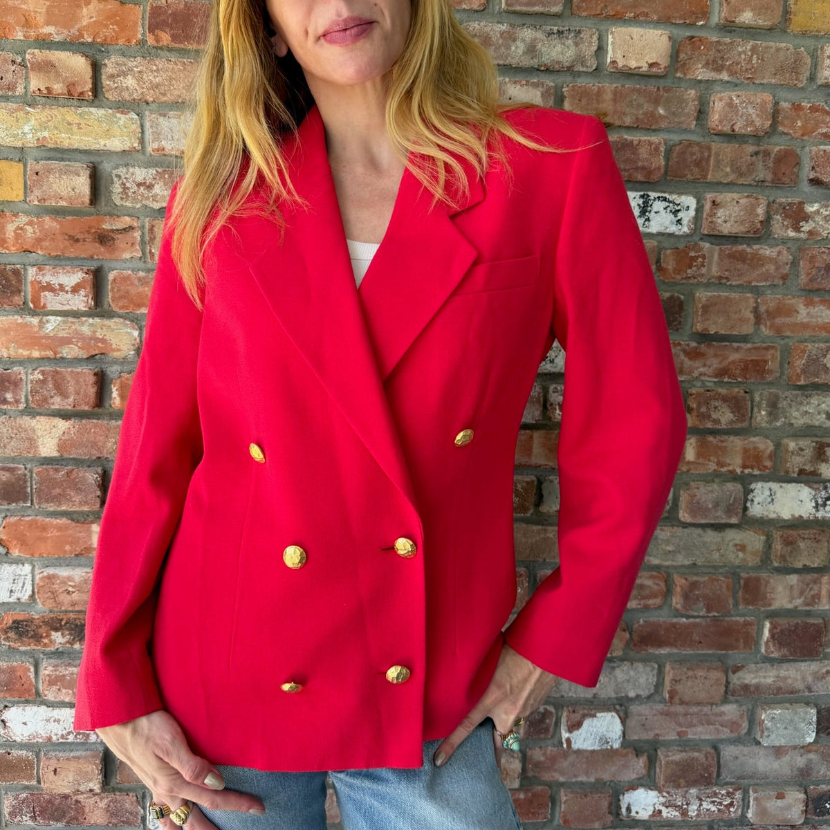 1980s Red Double-Breasted Blazer