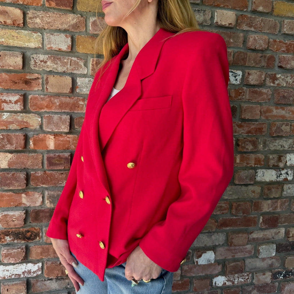 1980s Red Double-Breasted Blazer